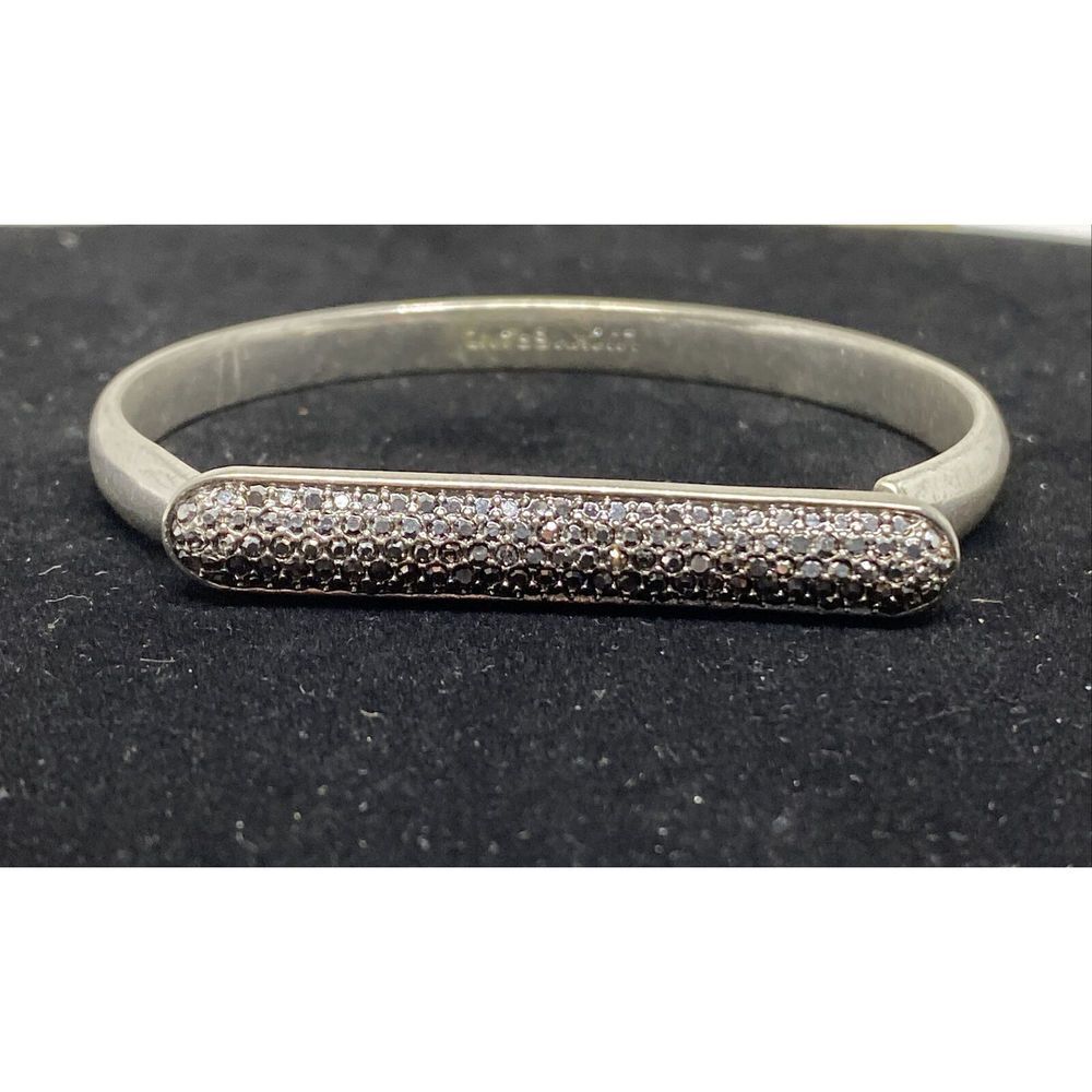 Lucky Brand Silver-Tone Pave Bar Bangle Bracelet - Silver MSRP $45 CP468